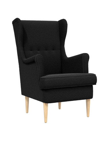 Poltrona con Ottomano 2 pz Nero Bouclé
