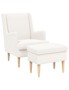 Poltrona con Ottomano 2 pz Crema Bouclé 2