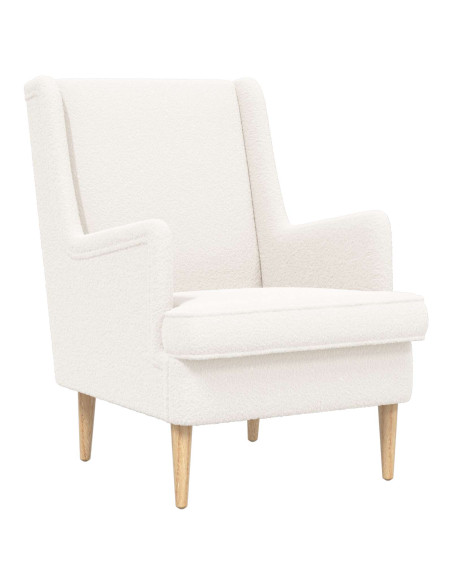Poltrona con Ottomano 2 pz Crema Bouclé