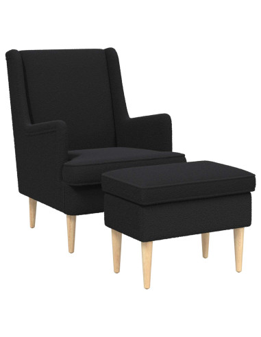 Poltrona con Ottomano 2 pz Nero Bouclé
