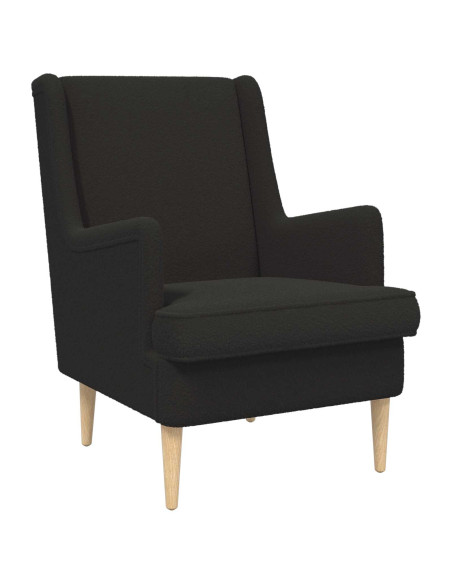 Poltrona con Ottomano 2 pz Nero Bouclé
