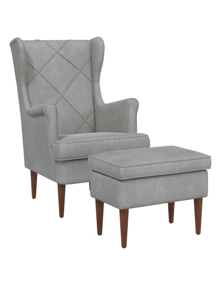 Poltrona con Ottomano 2 pz Grigio Chiaro Velluto