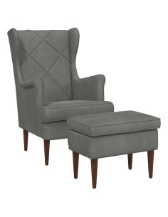 Poltrona con Ottomano 2 pz Grigio Scuro Velluto 2