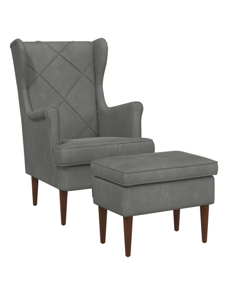 Poltrona con Ottomano 2 pz Grigio Scuro Velluto