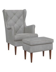 Poltrona con Ottomano 2 pz Grigio Chiaro Velluto 2