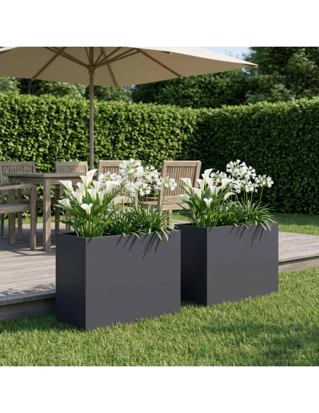 Vaso da giardino 2 pz Antracite 60 x 30 x 50 cm
