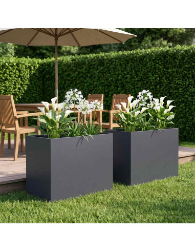 Vaso da giardino 2 pz Antracite 60 x 40 x 50 cm