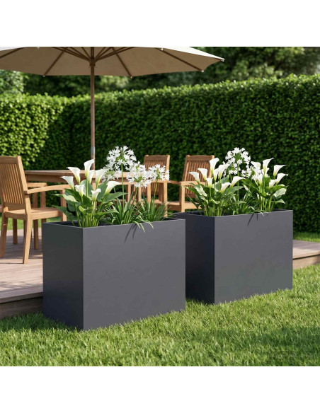 Vaso da giardino 2 pz Antracite 60 x 40 x 50 cm