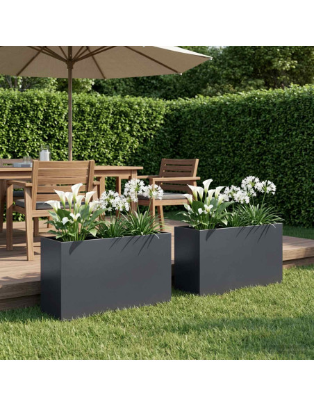 Vaso da giardino 2 pz Antracite 80 x 40 x 50 cm