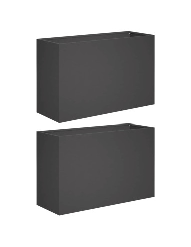 Vaso da giardino 2 pz Nero 80 x 30 x 40 cm
