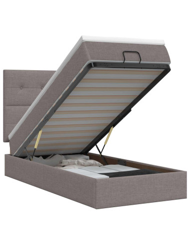 Letto ottomano con materasso Tortora 90 x 200 cm Tessuto
