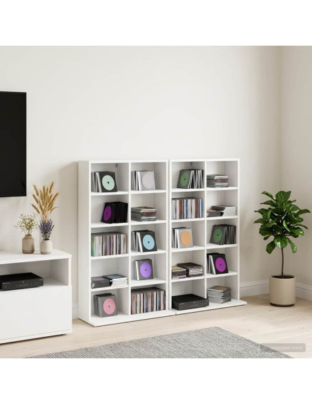 Mobile per CD 2 pz Bianco 65 x 23,5 x 97,5 cm