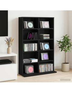 Mobile per CD Rovere Nero 65 x 23,5 x 97,5 cm