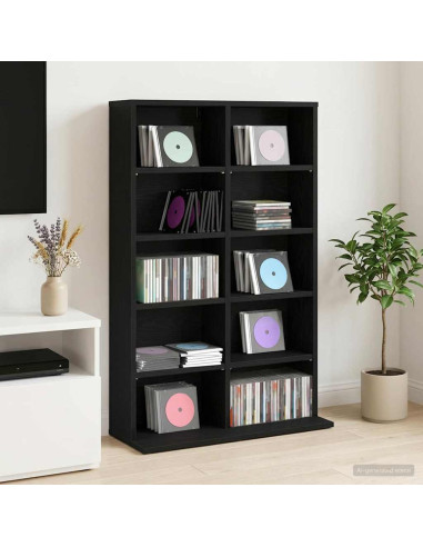 Mobile per CD Rovere Nero 65 x 23,5 x 97,5 cm