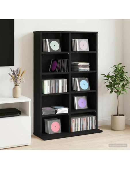 Mobile per CD Rovere Nero 65 x 23,5 x 97,5 cm