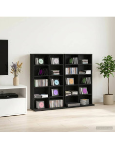 Mobile per CD 2 pz Rovere Nero 65 x 23,5 x 97,5 cm
