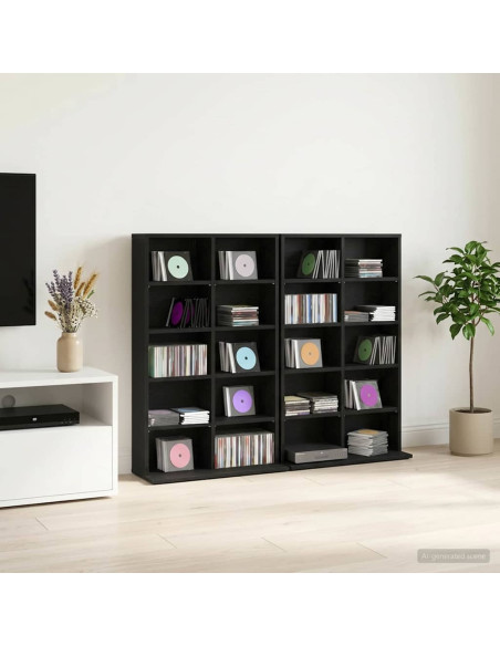 Mobile per CD 2 pz Rovere Nero 65 x 23,5 x 97,5 cm