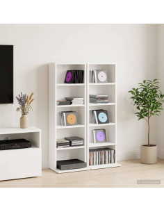 Mobile per CD 2 pz Bianco 33 x 23,5 x 97,5 cm