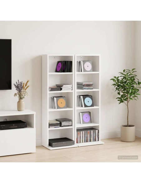 Mobile per CD 2 pz Bianco 33 x 23,5 x 97,5 cm