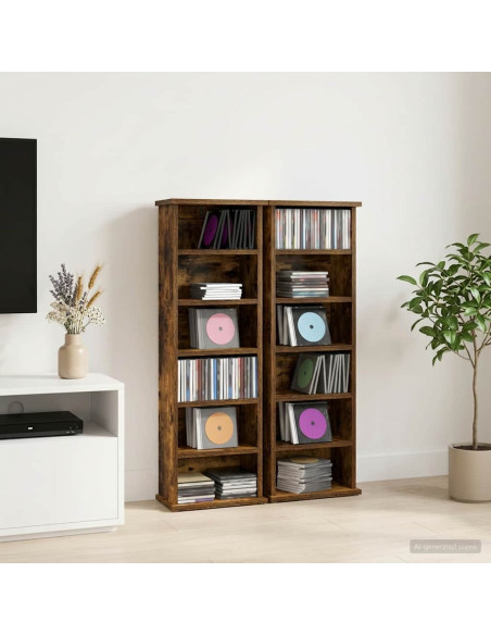 Mobile per CD 2 pz Rovere Fumo 60 x 17 x 92 cm