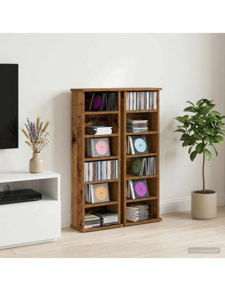 Mobile per CD 2 pz Legno antico 60 x 17 x 92 cm