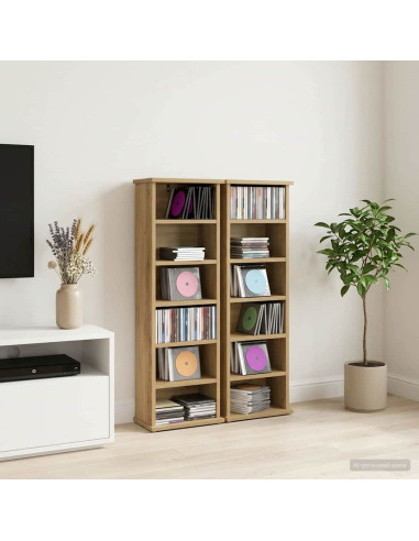 Mobile per CD 2 pz Rovere Artigianale 60 x 17 x 92 cm