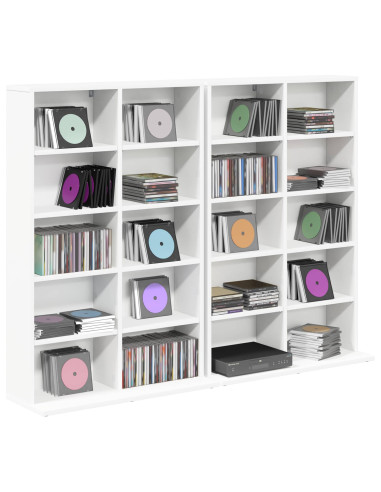 Mobile per CD 2 pz Bianco 65 x 23,5 x 97,5 cm