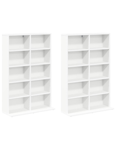 Mobile per CD 2 pz Bianco 65 x 23,5 x 97,5 cm