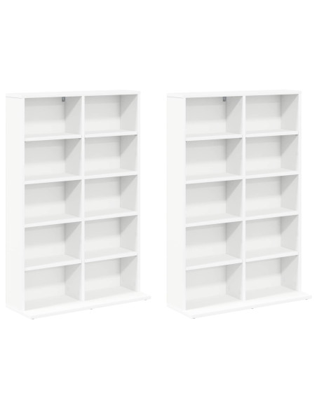 Mobile per CD 2 pz Bianco 65 x 23,5 x 97,5 cm