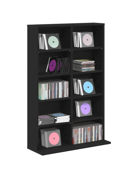 Mobile per CD Rovere Nero 65 x 23,5 x 97,5 cm