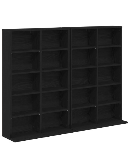 Mobile per CD 2 pz Rovere Nero 65 x 23,5 x 97,5 cm