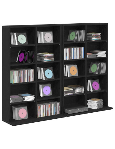 Mobile per CD 2 pz Rovere Nero 65 x 23,5 x 97,5 cm