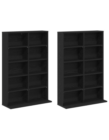 Mobile per CD 2 pz Rovere Nero 65 x 23,5 x 97,5 cm