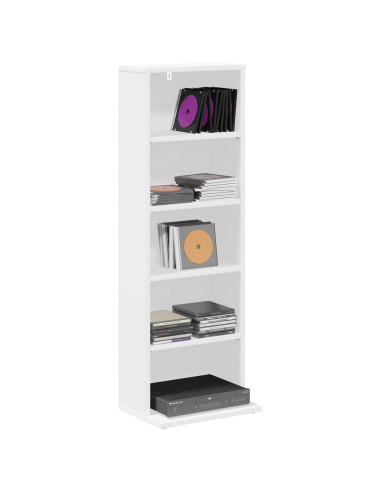 Mobile per CD Bianco 33 x 23,5 x 97,5 cm Legno ingegnerizzato