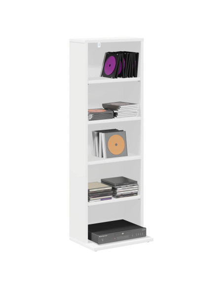 Mobile per CD Bianco 33 x 23,5 x 97,5 cm Legno ingegnerizzato