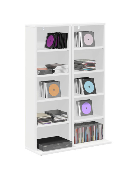 Mobile per CD 2 pz Bianco 33 x 23,5 x 97,5 cm