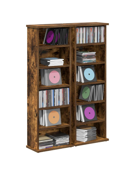Mobile per CD 2 pz Rovere Fumo 60 x 17 x 92 cm