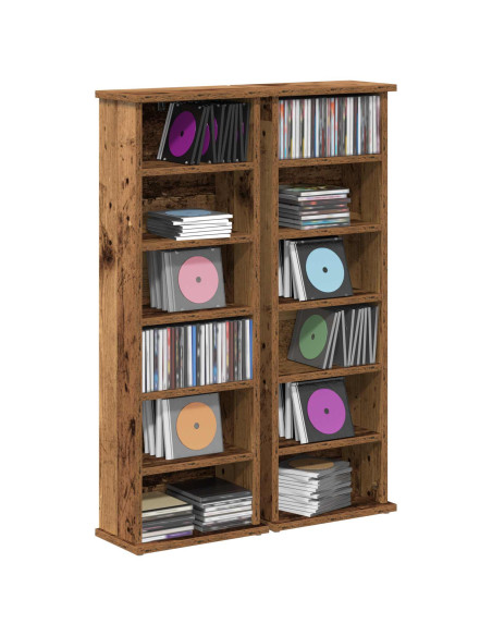 Mobile per CD 2 pz Legno antico 60 x 17 x 92 cm