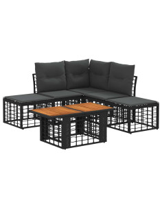 Set Divano da Giardino 6 pz Nero e Grigio scuro polyrattan 2