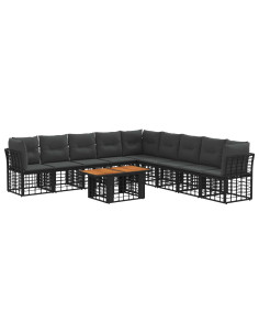 Set Divano da Giardino 10 pz Nero e Grigio scuro polyrattan 2