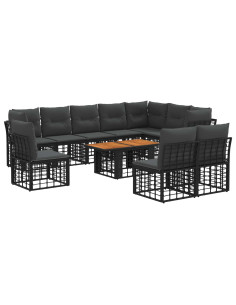 Set Divano da Giardino 11 pz Nero e Grigio scuro polyrattan 2
