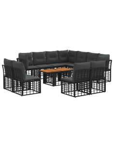 Set Divano da Giardino 12 pz Nero e Grigio scuro polyrattan 2