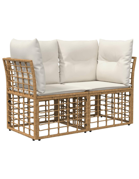 Set Divano da Giardino 12 pz Naturale e Bianco Crema polyrattan