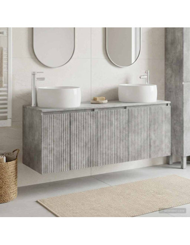 Set di Armadi da Bagno 3 pz Grigio Cemento 49,5 x 44,5 x 66 cm
