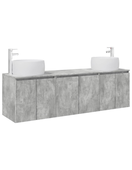 Set di Armadi da Bagno 3 pz Grigio Cemento 49,5 x 44,5 x 66 cm