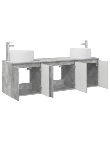 Set di Armadi da Bagno 3 pz Grigio Cemento 49,5 x 44,5 x 66 cm