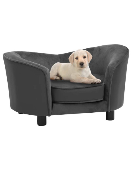 Divano per Cani Grigio Scuro 69x49x40 cm in Peluche e Similpelle