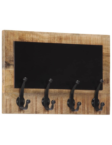 Appendiabiti da Parete con 4 Ganci 2pz Legno Massello di Mango
