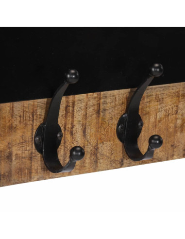 Appendiabiti da Parete con 4 Ganci 2pz Legno Massello di Mango