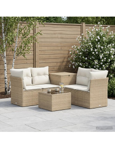Set di divani 6 pz Beige e Bianco Crema